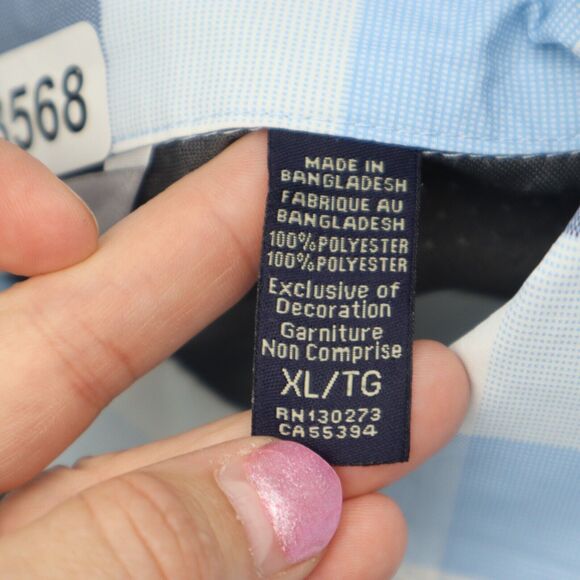 Wrangler Shirt Mens XL Extra Blue White Hike Camp Fish Outdoor Work Button Up - Picture 3 of 15